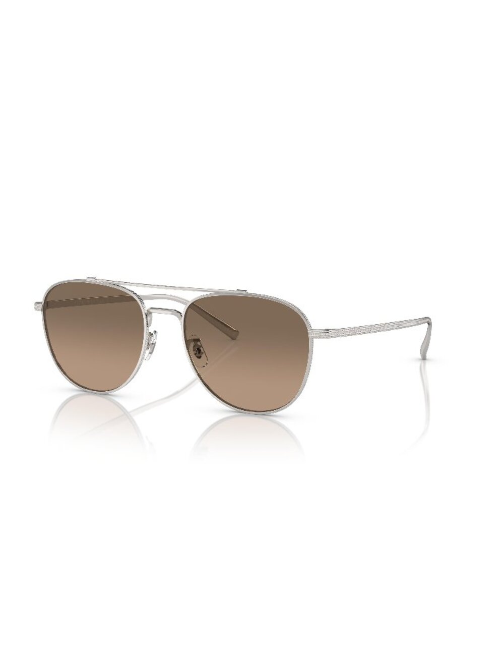 New Oliver Peoples Unisex Sunglasses Silver Aviator Brown Lens Titanium Frame